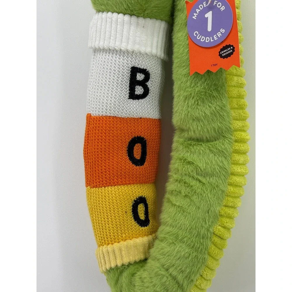 Boots & Barkley Halloween Snake Dog Toy BOO Crinkle Squeak Plush Green